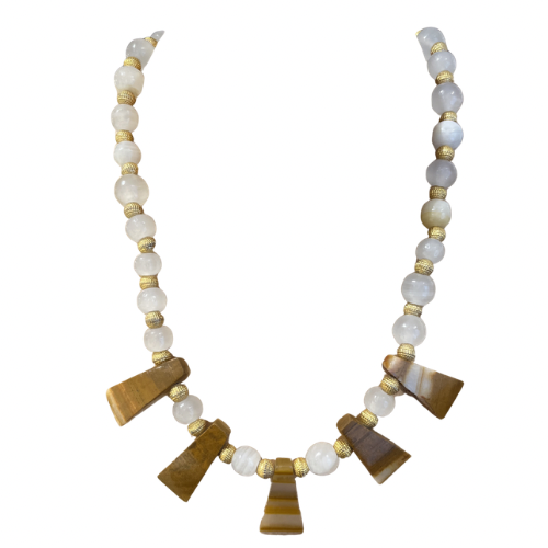 Vintage Moonstone & Onyx Necklace