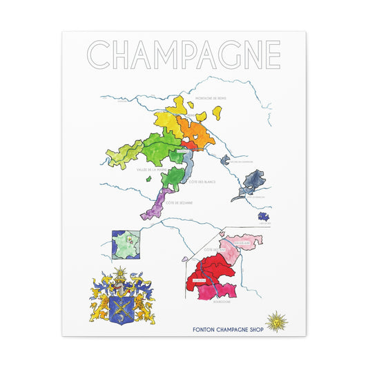 Champagne Region Map Matte Canvas Print