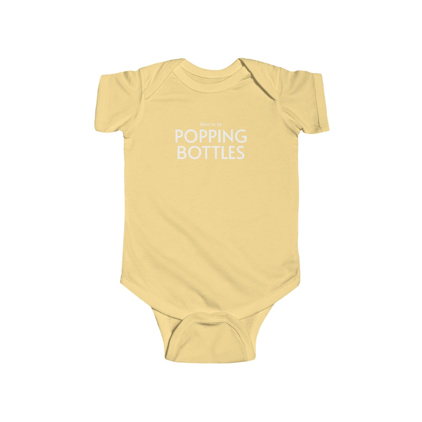 Infant Bodysuit — "Poppin' Bottles" Gold Text Baby Onesie (Newborn Gift)